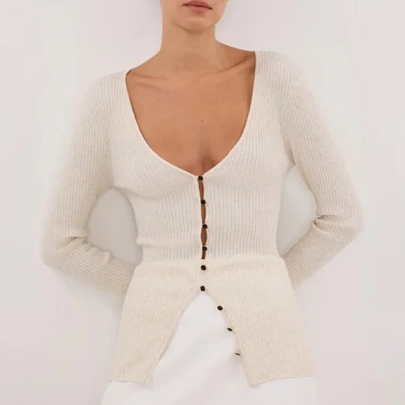 DISSH - BLAIR NATURAL LONG SLEEVE KNIT TOP - S - Picture 3 of 6